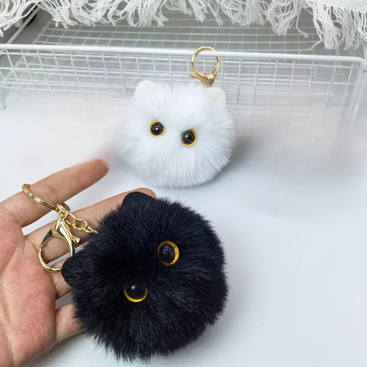 Cute Plush Cat Keychain - Image 3