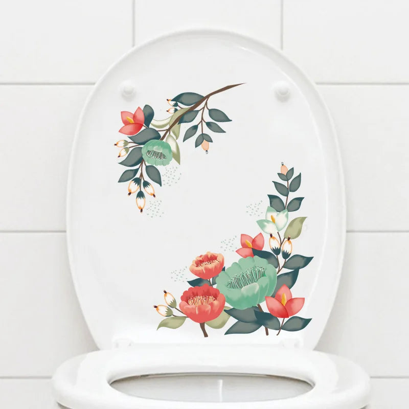 Transform Your Bathroom with Green Plant Leaves Toilet Stickers - Image 24