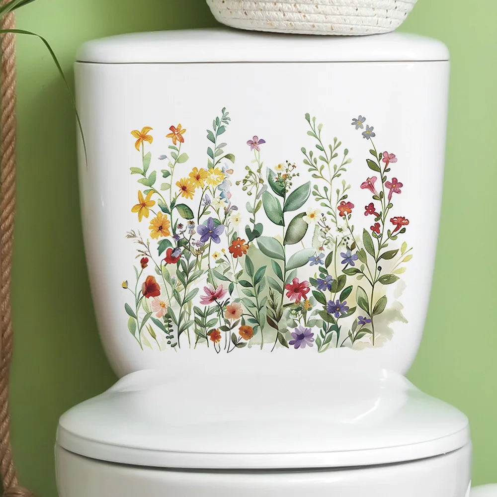 Transform Your Bathroom with Green Plant Leaves Toilet Stickers - Image 8