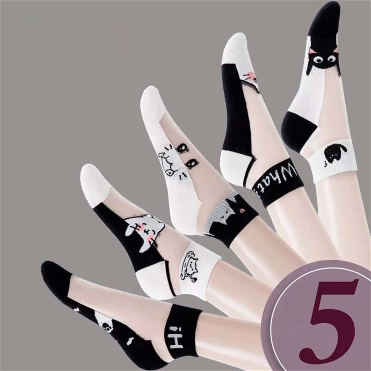Dreamlikelin Summer Socks – Breathable Cat-Themed Silk Socks for Women - Image 7