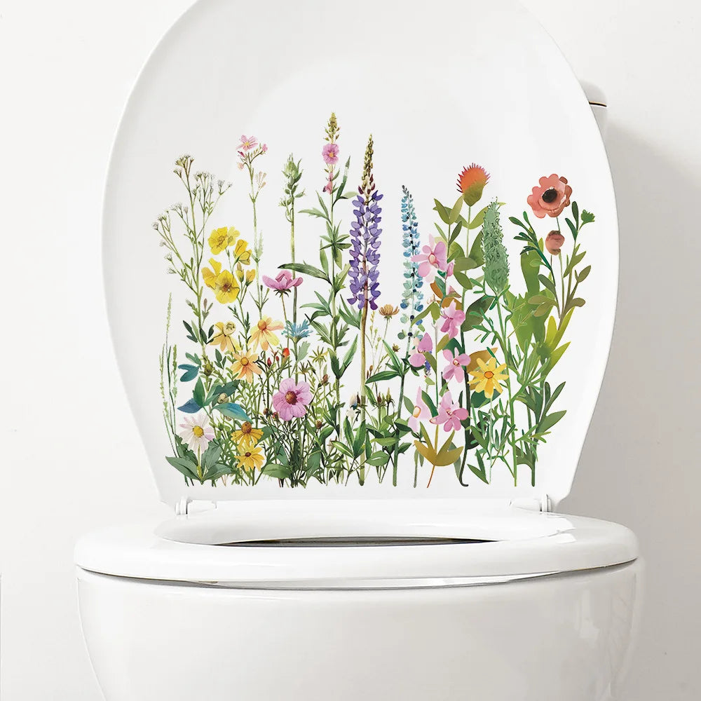 Transform Your Bathroom with Green Plant Leaves Toilet Stickers - Image 9