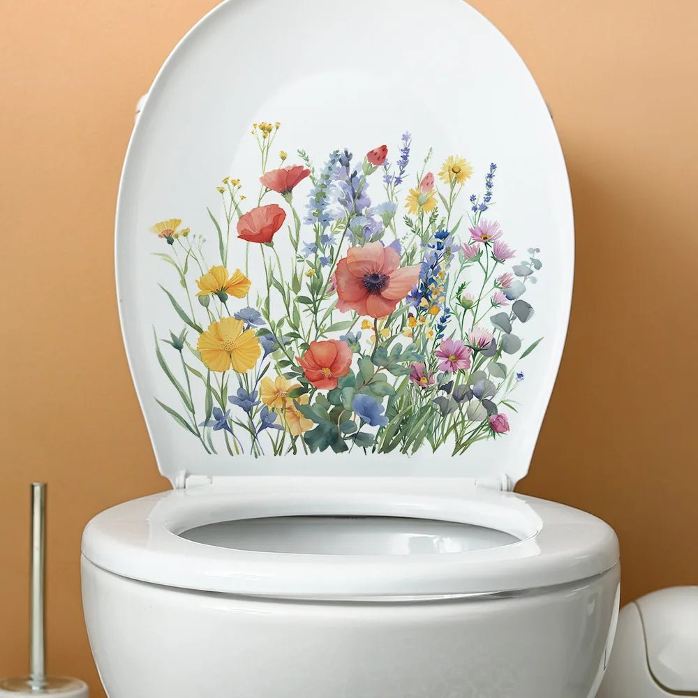 Transform Your Bathroom with Green Plant Leaves Toilet Stickers - Image 15