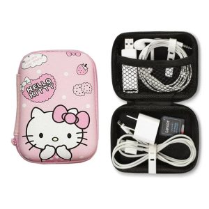 Kawaii Hello Kitty Data Cable Charger Storage Bag – Portable & Stylish