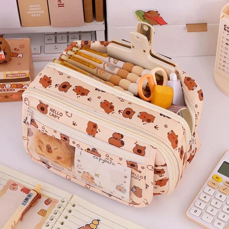 Capybara Multi-Layer Large Capacity Pencil Case - Image 3