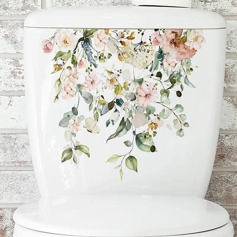 Transform Your Bathroom with Green Plant Leaves Toilet Stickers - Image 13