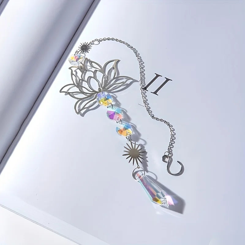 1Pc Metal Lotus and Artificial Crystal Suncatcher Charm - Image 6